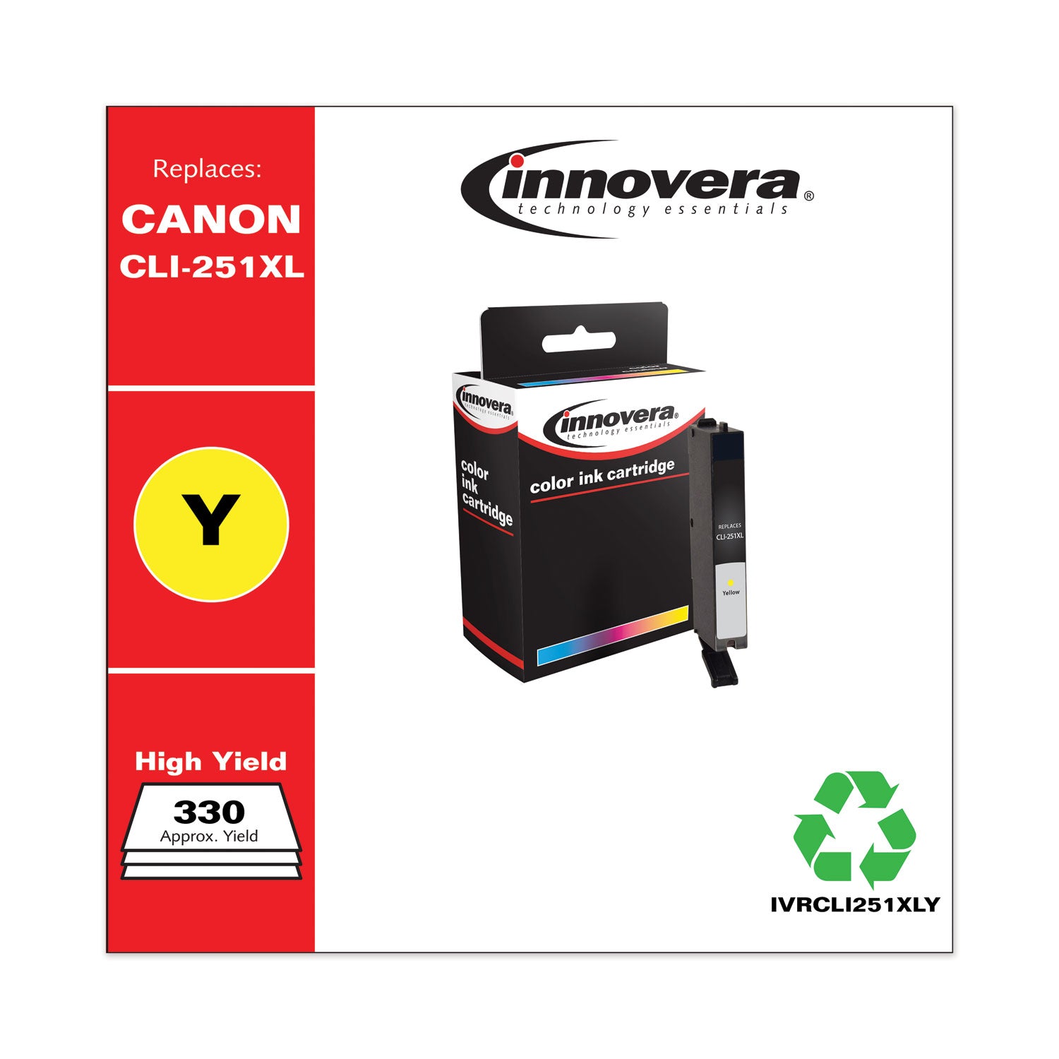 Remanufactured Yellow High-Yield Ink, Replacement for CLI-251XL (6451B001), 685 Page-Yield