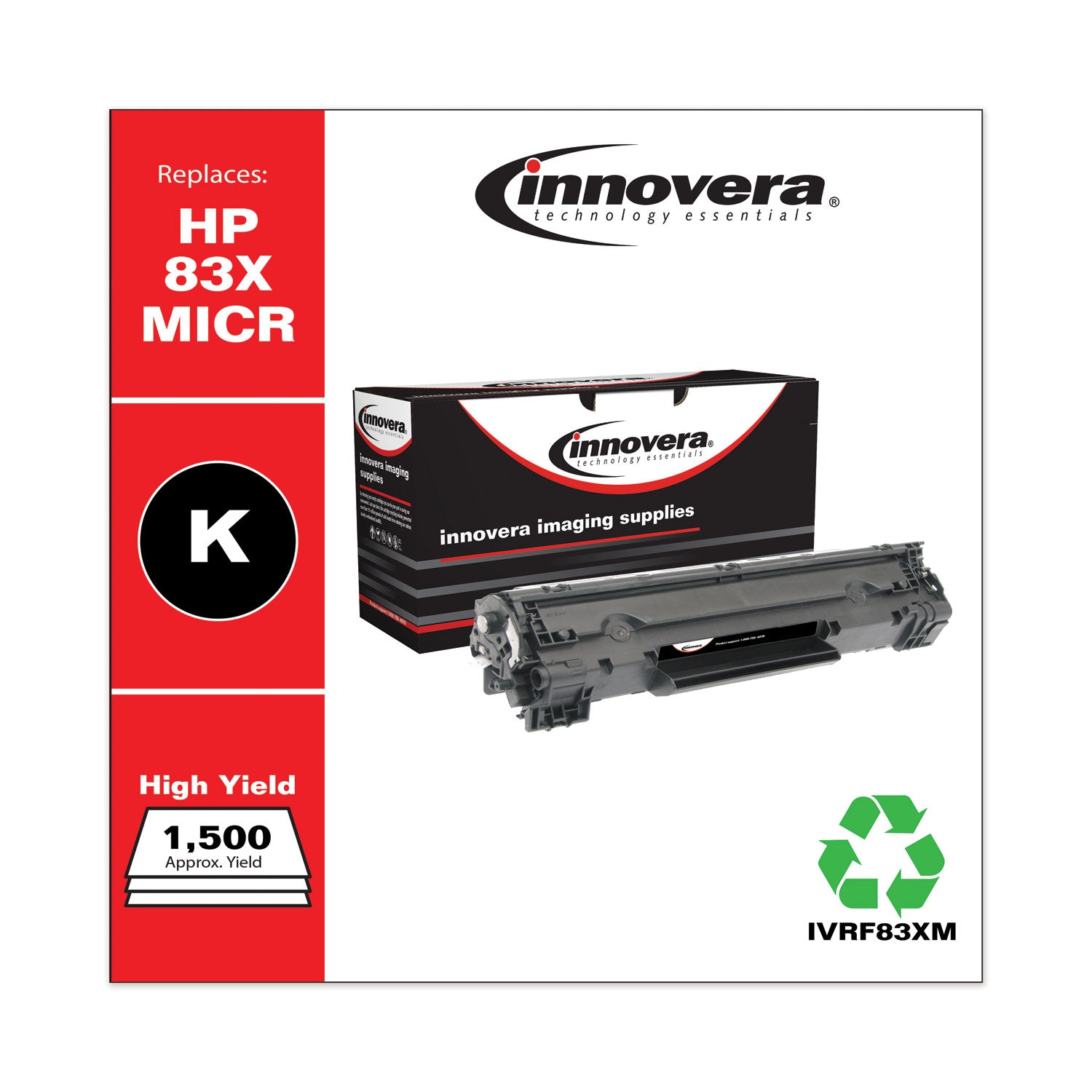 Remanufactured Black High-Yield MICR Toner, Replacement for 83XM (CF283XM), 2,200 Page-Yield