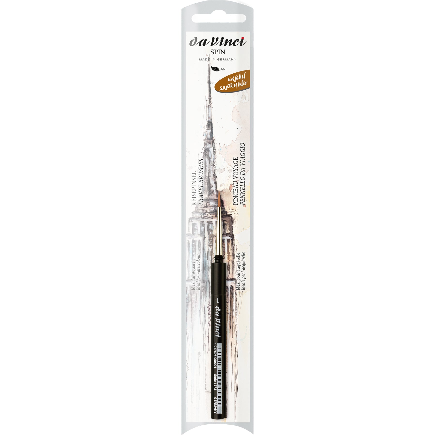 COSMOTOP-SPIN Pocket Travel Brush, Synthetic, Watercolor, Round, Series 1573, Size 1