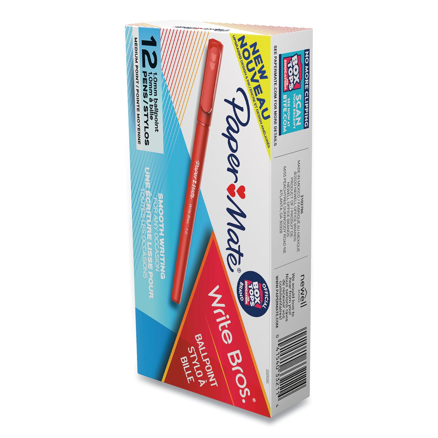 Paper Mate Ballpoint Stick Pens - Medium Pen Point - Red Ink - Red Barrel - 1 Dozen