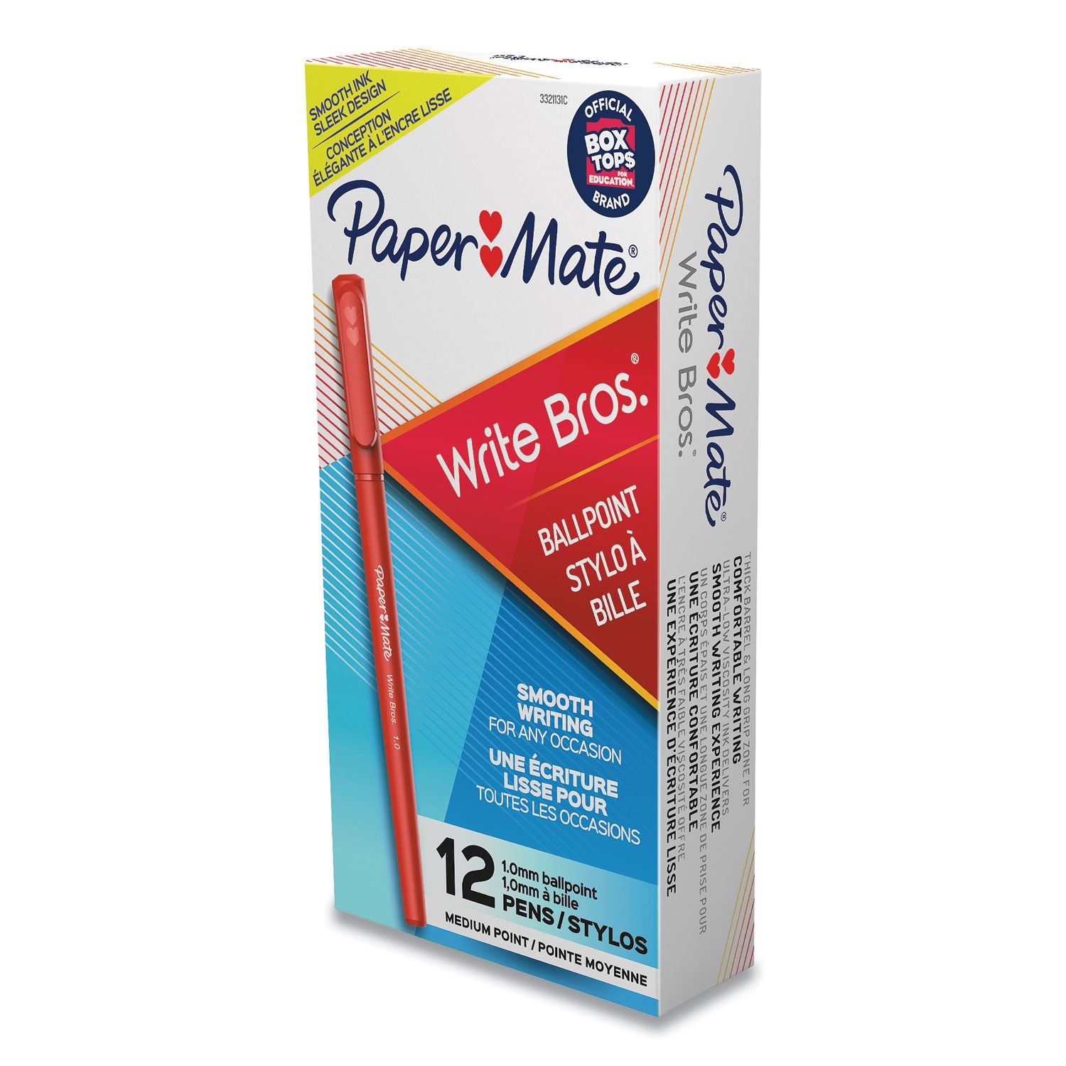 Paper Mate Ballpoint Stick Pens - Medium Pen Point - Red Ink - Red Barrel - 1 Dozen