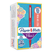 Paper Mate Flair Medium Point Porous Markers - 1.4 mm Medium Bullet Pen Point - Red Ink - Water Based - Red Barrel - Felt Tip - 36 / Pack