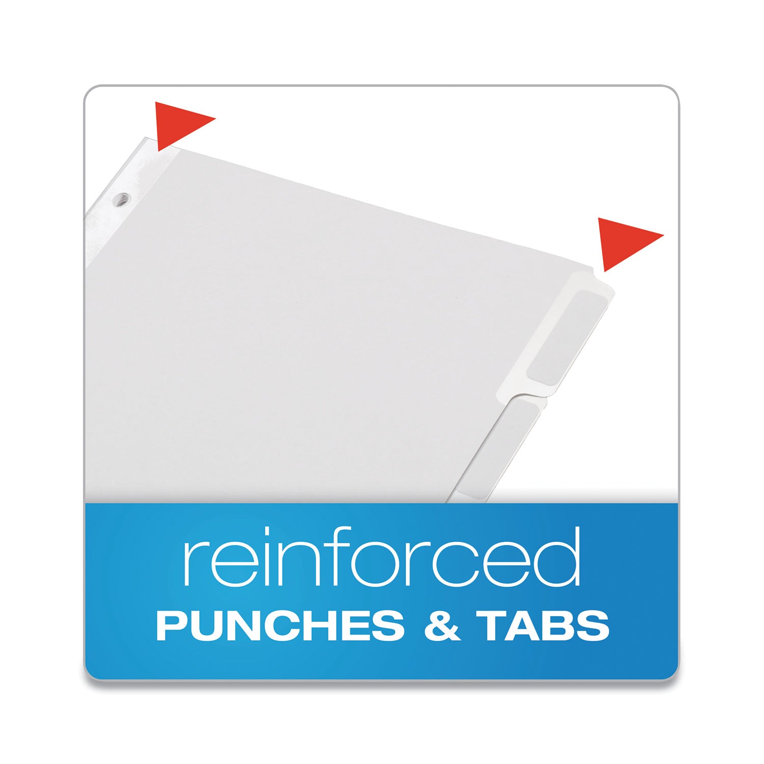 Print-on Tab(s) - 5 Tab(s)/Set - 3 Hole Punched - Self-adhesive, Removable - White Divider - Rip Proof, Reinforced Edges, Heavyweight - 1 Box
