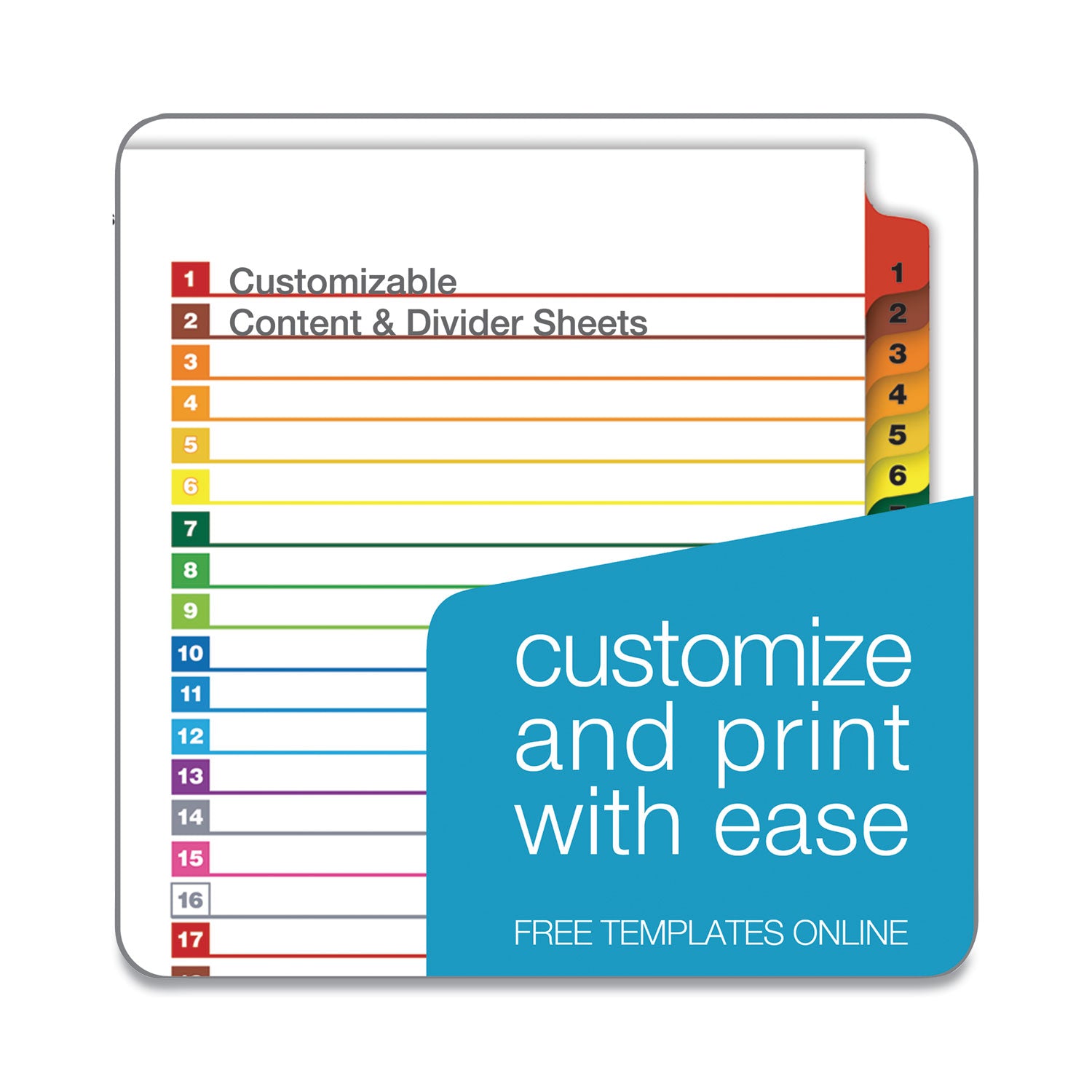 Cardinal OneStep Daily Index System, 31 Dividers, 1 Set, Letter Size, White with Multicolor Mylar Tabs, 3-Hole Punched, Reinforced Tabs and Edges