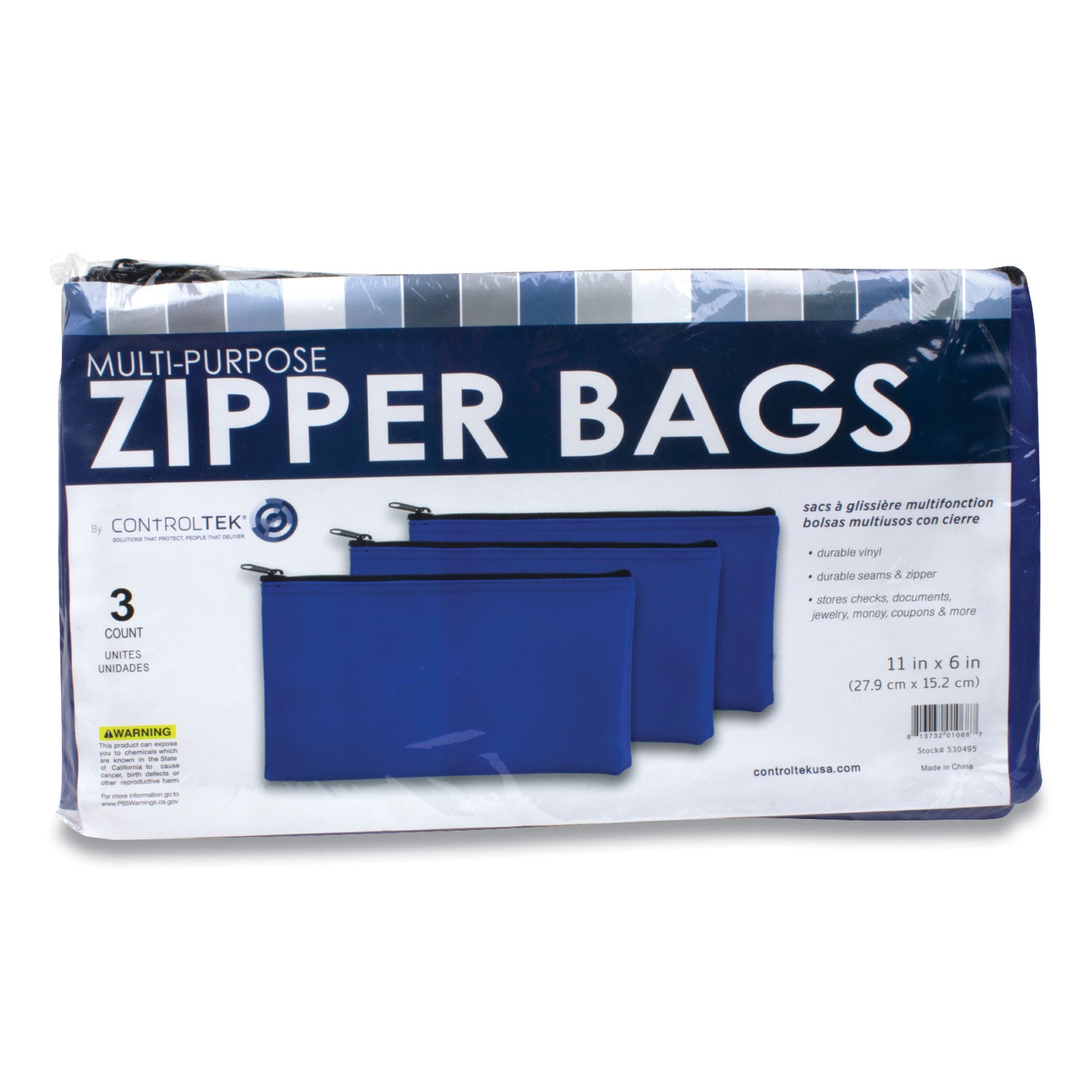 Tear Resistant, Drop Resistant, Spill Resistant - Vinyl Body - Vinyl Exterior Material - 11" Width x 6" Depth - 3 / Pack
