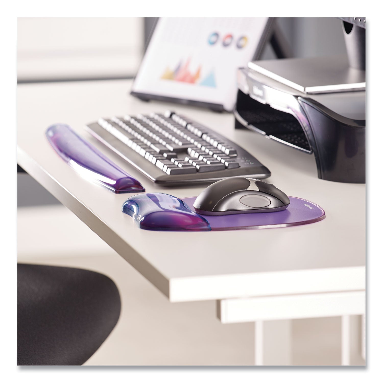 0.63" Height x 18.50" Width x 2.25" Depth - Purple - Gel, Rubber, Cloth - Stain Resistant, Skid Proof - 1