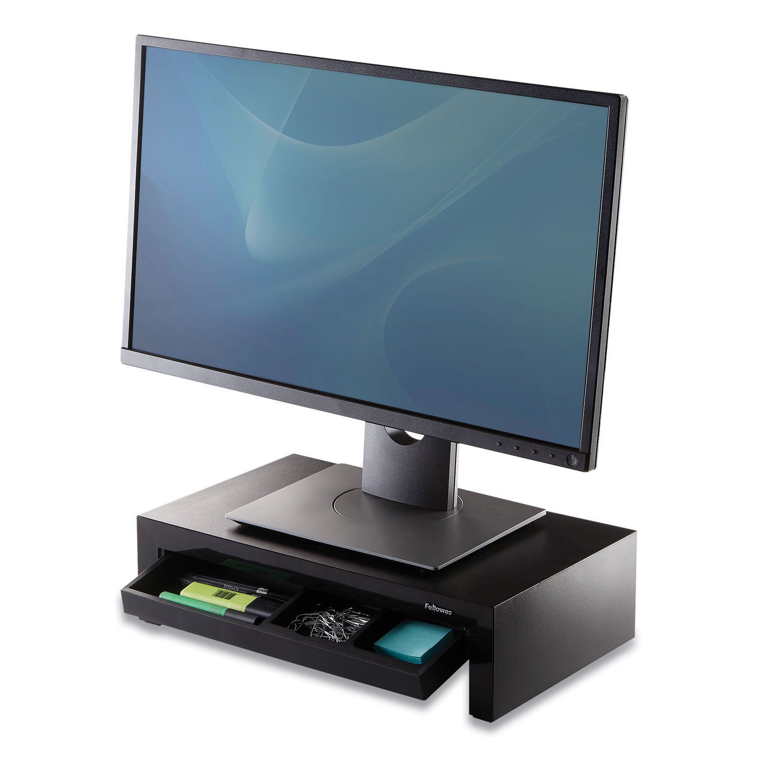 Up to 21" Screen Support - 40 lb Load Capacity - 4.38" Height x 16" Width x 9.38" Depth - Desktop - Black, Pearl - Rubber Feet, Storage Tray, Non-skid Feet, Comfortable, Scratch Resistant, Scuff Resistant