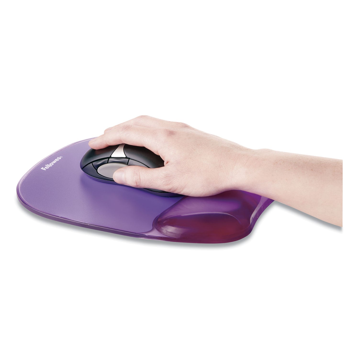 Fellowes Crystals Gel Mousepad/Wrist Rest - 0.75" Height x 7.88" Width x 9.19" Depth - Purple - Rubber, Gel - Stain Resistant, Skid Proof - 1 Each