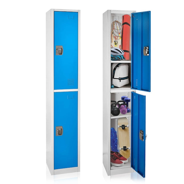 72 in. x 12 in. x 12 in. Double-Compartment Steel Tier Key Lock Storage Locker in Blue (4-Pack)