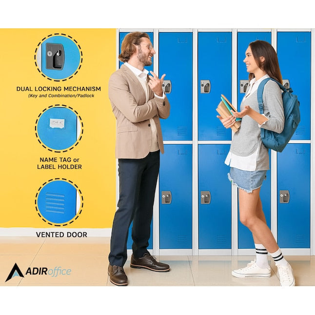 72 in. x 12 in. x 12 in. Double-Compartment Steel Tier Key Lock Storage Locker in Blue 2 Pack
