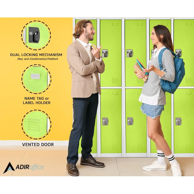 72 in. x 12 in. x 12 in. Double-Compartment Steel Tier Key Lock Storage Locker in Green 2 Pack