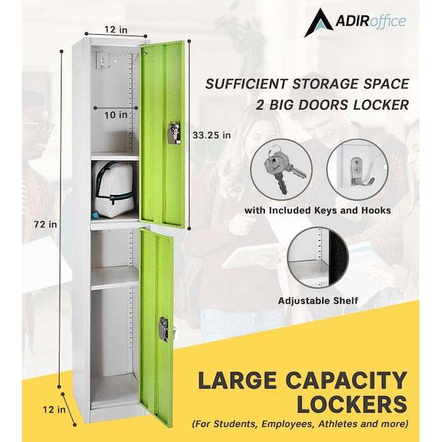 72 in. x 12 in. x 12 in. Double-Compartment Steel Tier Key Lock Storage Locker in Green (4-Pack)