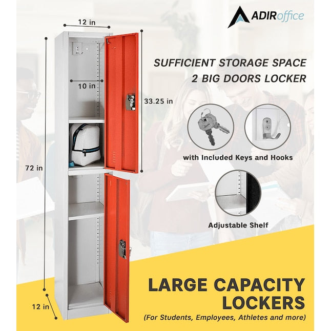 72 in. x 12 in. x 12 in. Double-Compartment Steel Tier Key Lock Storage Locker in Red (4-Pack)