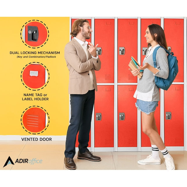 72 in. H x 12 in. W x 12 in. D Double-Compartment Steel Tier Key Lock Storage Locker in Red 2 Pack