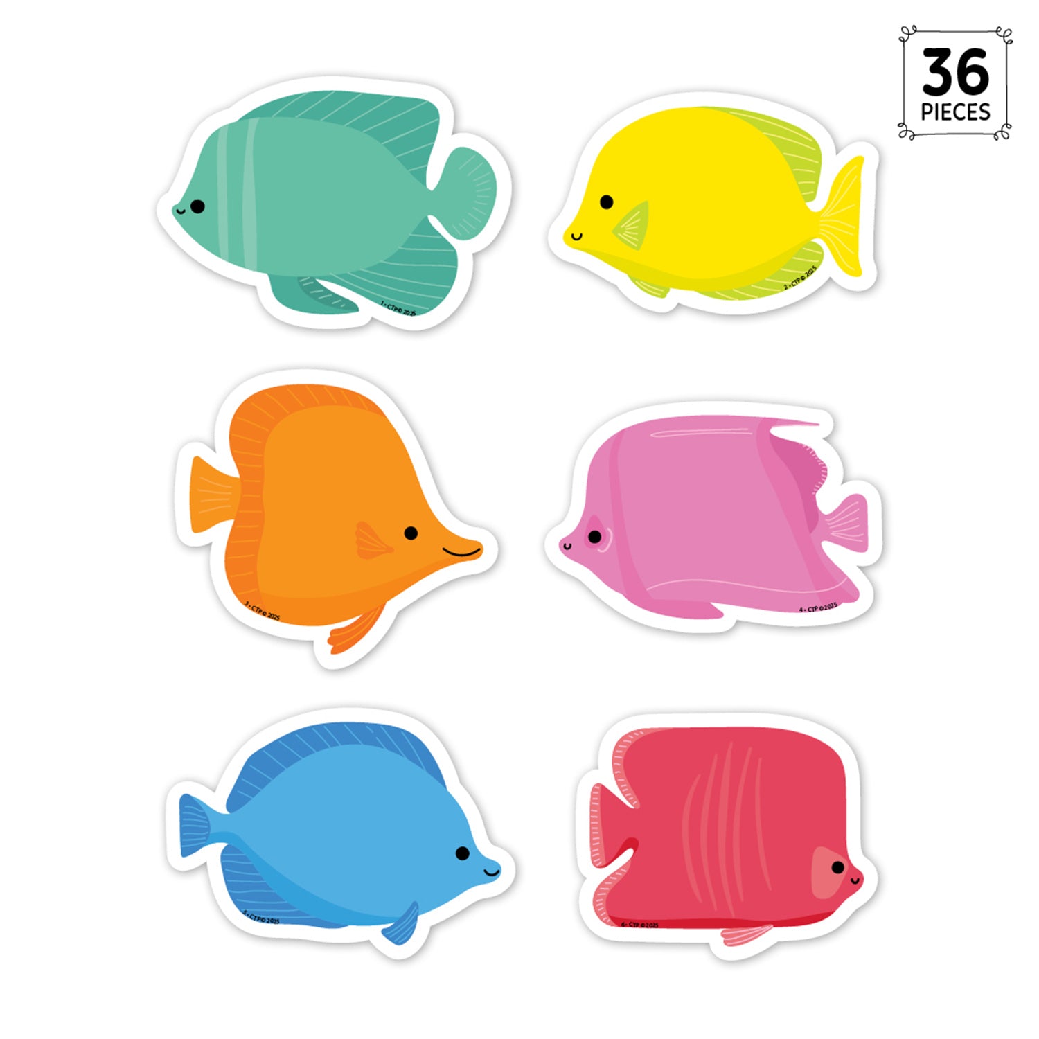Sea Friends School of Fish 3" Designer Cut-Outs, Pack of 36