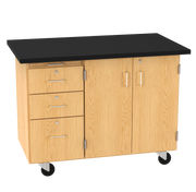 Kinetic Mobile Demo Center with Sink and Storage - Red Oak, 48"W x 28"D x 36"H