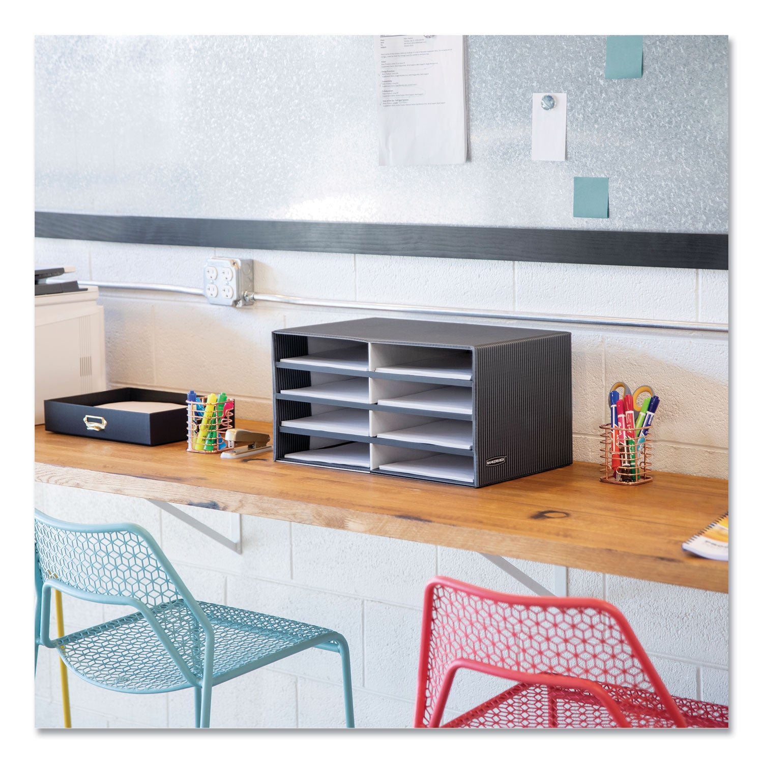 Compartment Size : 2.13" x 9" x 12" - 10.25" Height x 19.50" Width x 12.38" Depth - Desktop - Adjustable - 60% Recycled - Gray - 1 Each