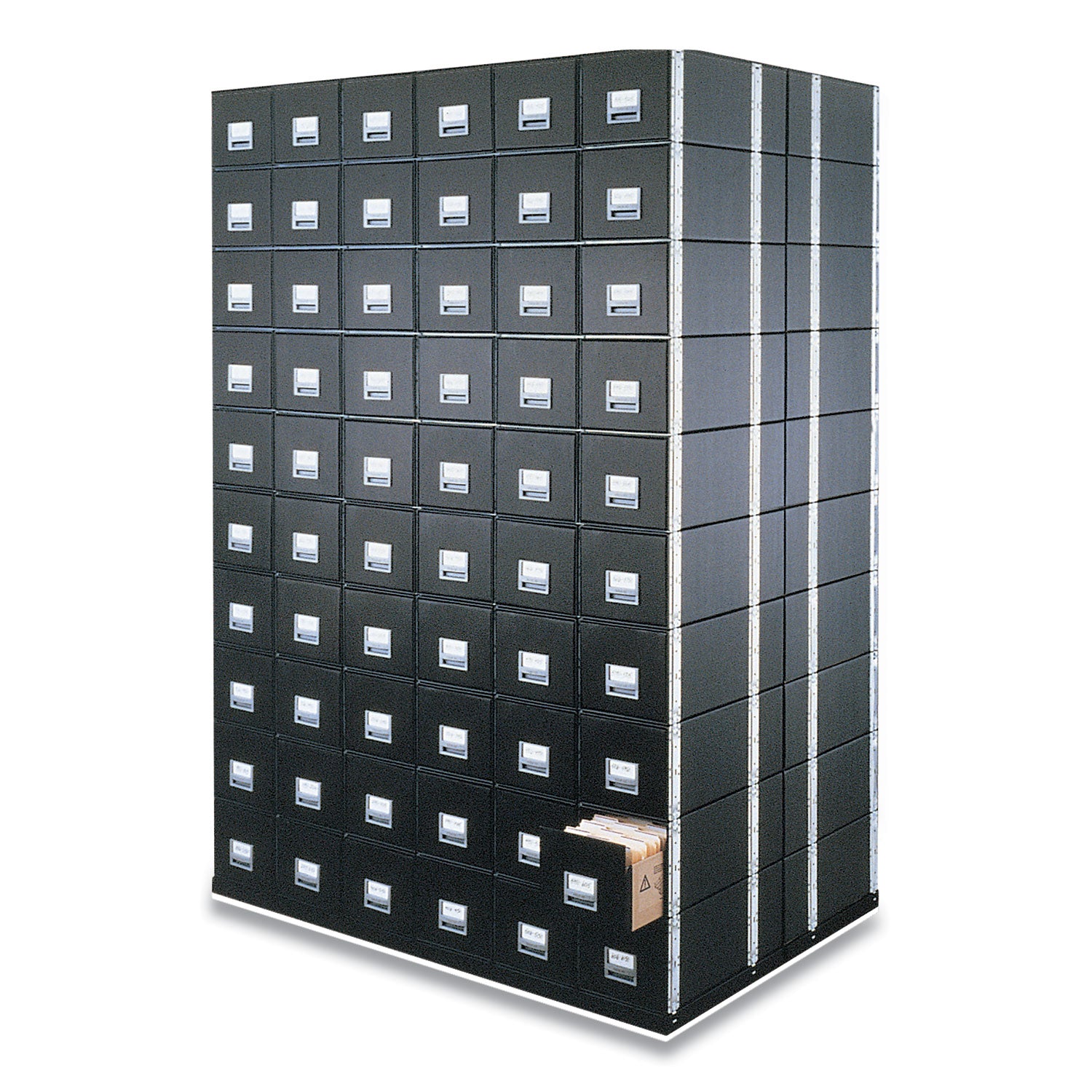 Internal Dimensions: 12" Width x 24" Depth x 10.50" Height - External Dimensions: 14" Width x 25.5" Depth x 11.1" Height - Media Size Supported: Letter - Interlocking Closure - Heavy Duty - Stackable - Steel - Black - For File - Recycled - 6 / Carton