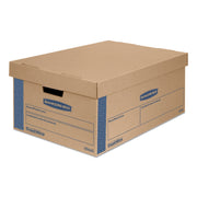 Bankers Box SmoothMove Moving Boxes, Legal Size, Double Wall, Lid Lock, Kraft/Blue, 8/Carton
