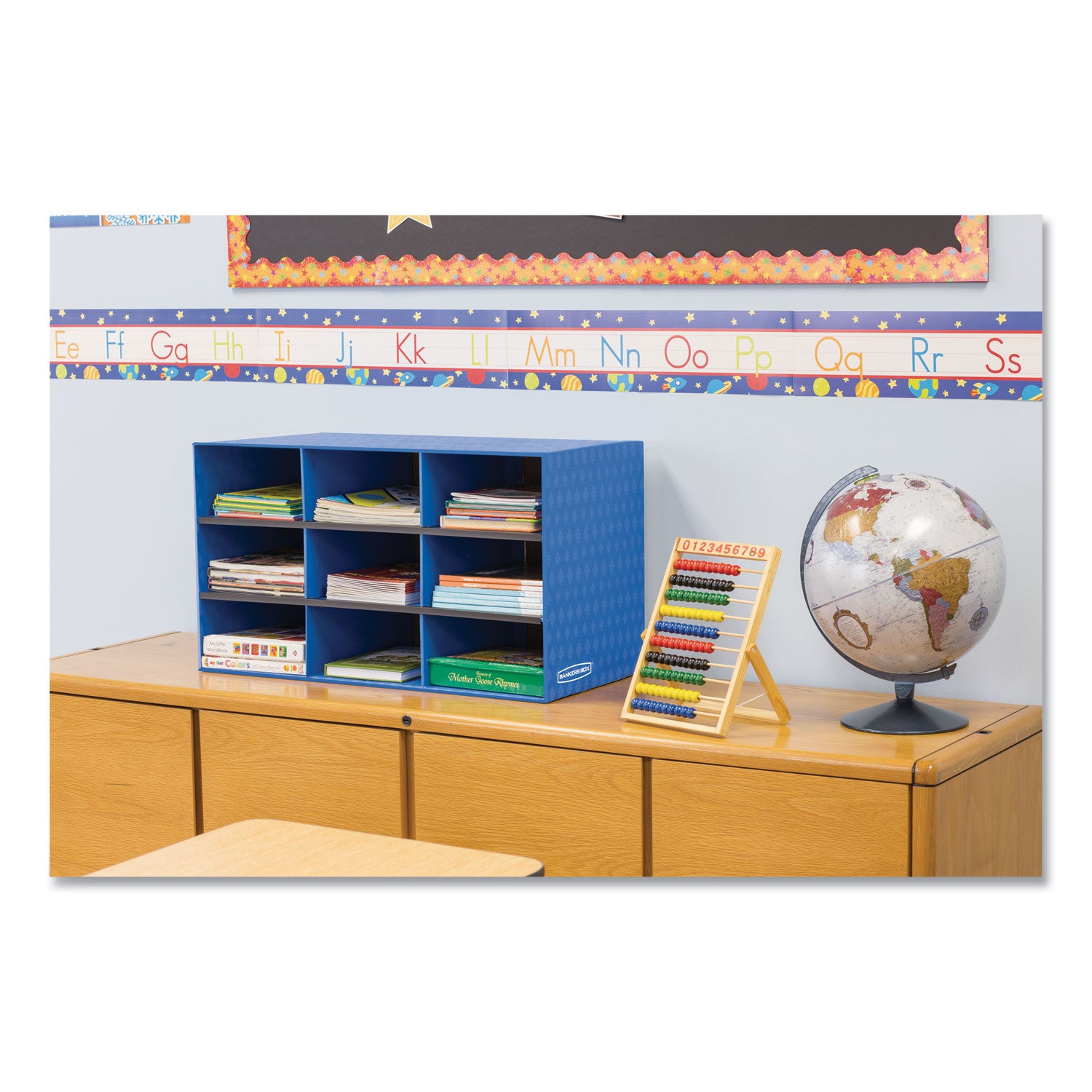 9 Compartment(s) - Compartment Size : 4.75" x 9" x 12.75" - 16" Height x 28.25" Width x 13" Depth - Desktop - Sturdy - 60% Recycled - Blue - Corrugated Paper - 4 / Carton