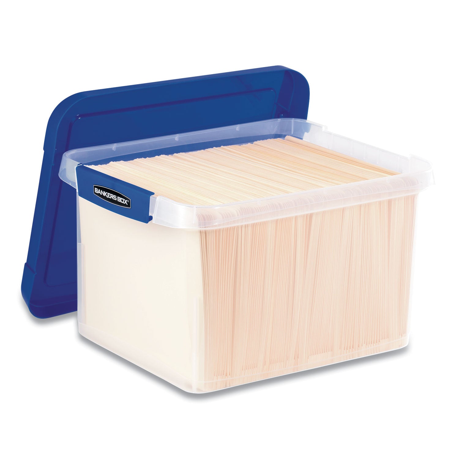 External Dimensions: 14.2" Width x 17.4" Depth x 10.6" Height - Media Size Supported: Letter 8.50" x 11" , Legal 8.50" x 14" - Lid Lock Closure - Heavy Duty - Stackable - Plastic - Clear, Blue - For File, Document - 2 Pack - TAA Compliant