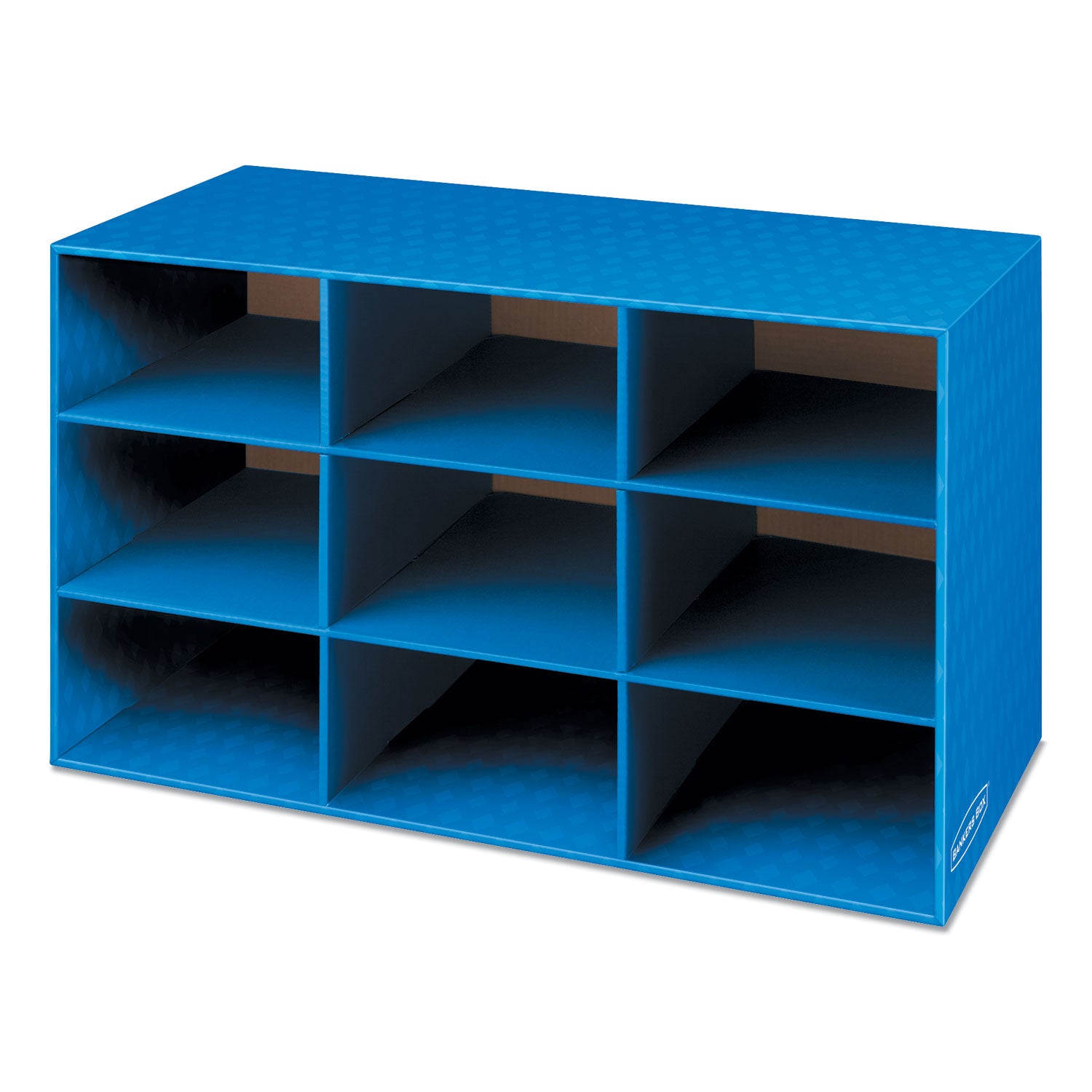 9 Compartment(s) - Compartment Size : 4.75" x 9" x 12.75" - 16" Height x 28.25" Width x 13" Depth - Desktop - Sturdy - 60% Recycled - Blue - Corrugated Paper - 4 / Carton