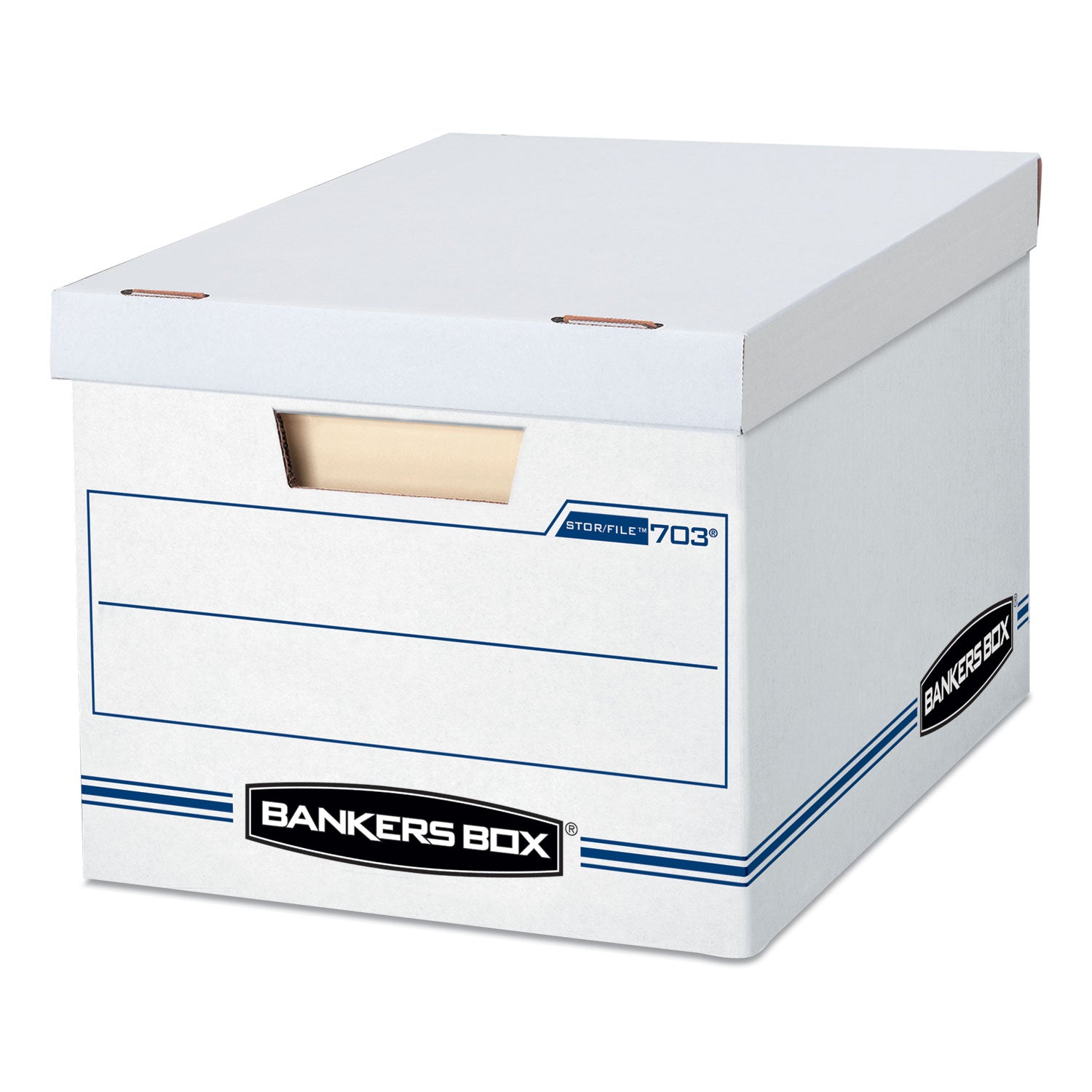 Bankers Box STOR/FILE File Storage Box, Legal/Letter Size, Lift-Off Lid, Stackable, Corrugated, White, Recycled, 12.5" x 16.3" x 10.5", 20/Carton