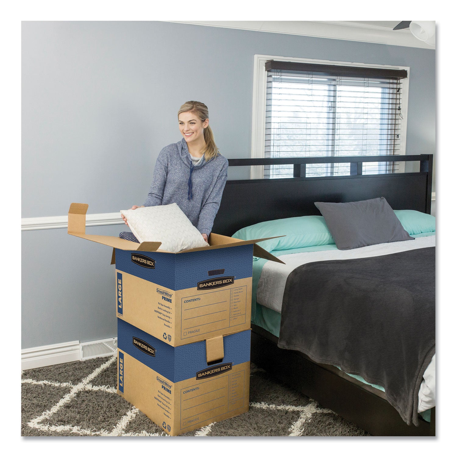 Bankers Box SmoothMove Prime Moving Boxes - Internal Dimensions: 18" Width x 24" Depth x 18" Height - External Dimensions: 18.3" Width x 25" Depth x 19" Height - Locking Tab, Lid Lock Closure - Cardboard - Kraft - Recycled - 6 / Carton