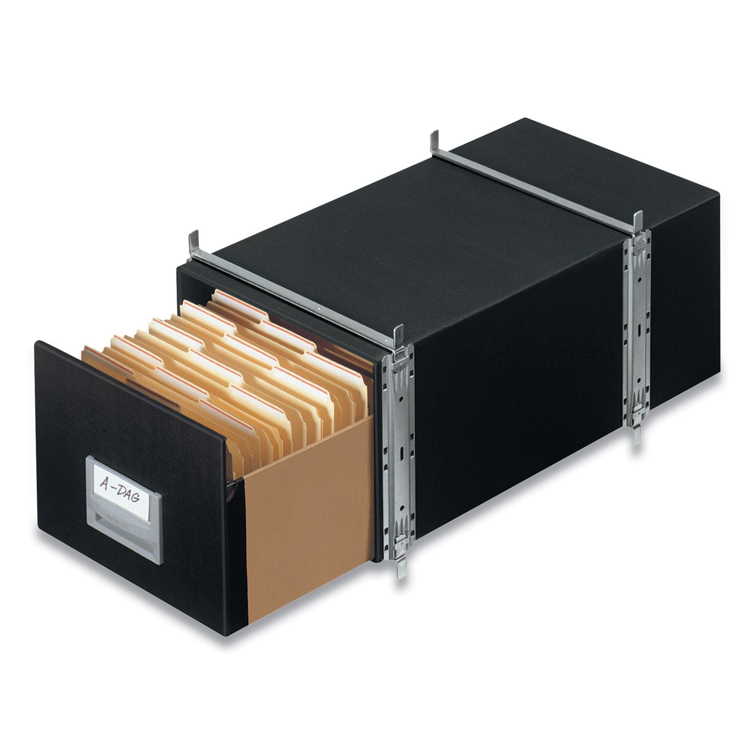 Internal Dimensions: 12" Width x 24" Depth x 10.50" Height - External Dimensions: 14" Width x 25.5" Depth x 11.1" Height - Media Size Supported: Letter - Interlocking Closure - Heavy Duty - Stackable - Steel - Black - For File - Recycled - 6 / Carton