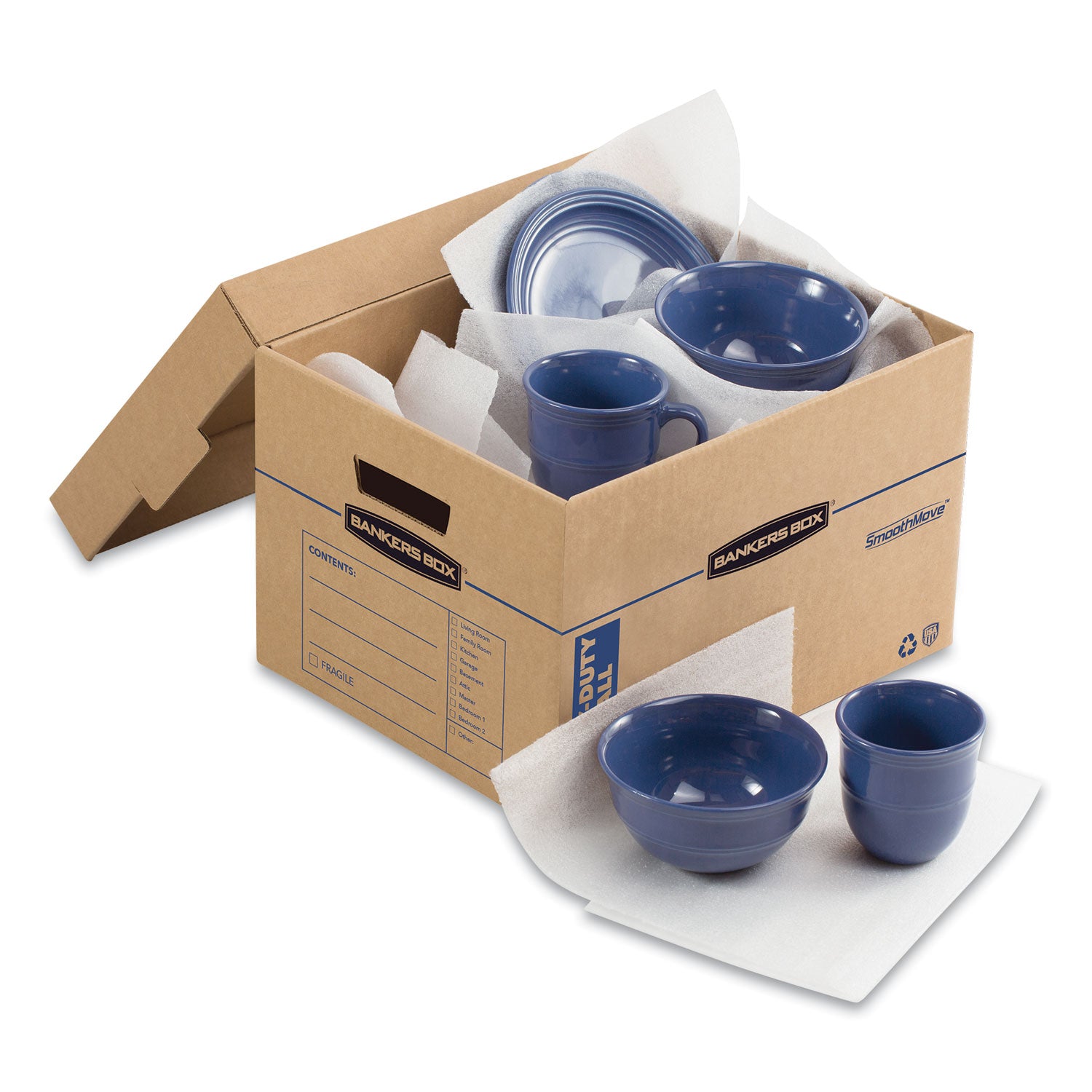 Bankers Box SmoothMove Maximum Strength Moving Boxes, Kraft, Corrugated Paper, Triple Wall, Lift-off Lid, Stackable, Reinforced Handles, 8 Boxes per Carton
