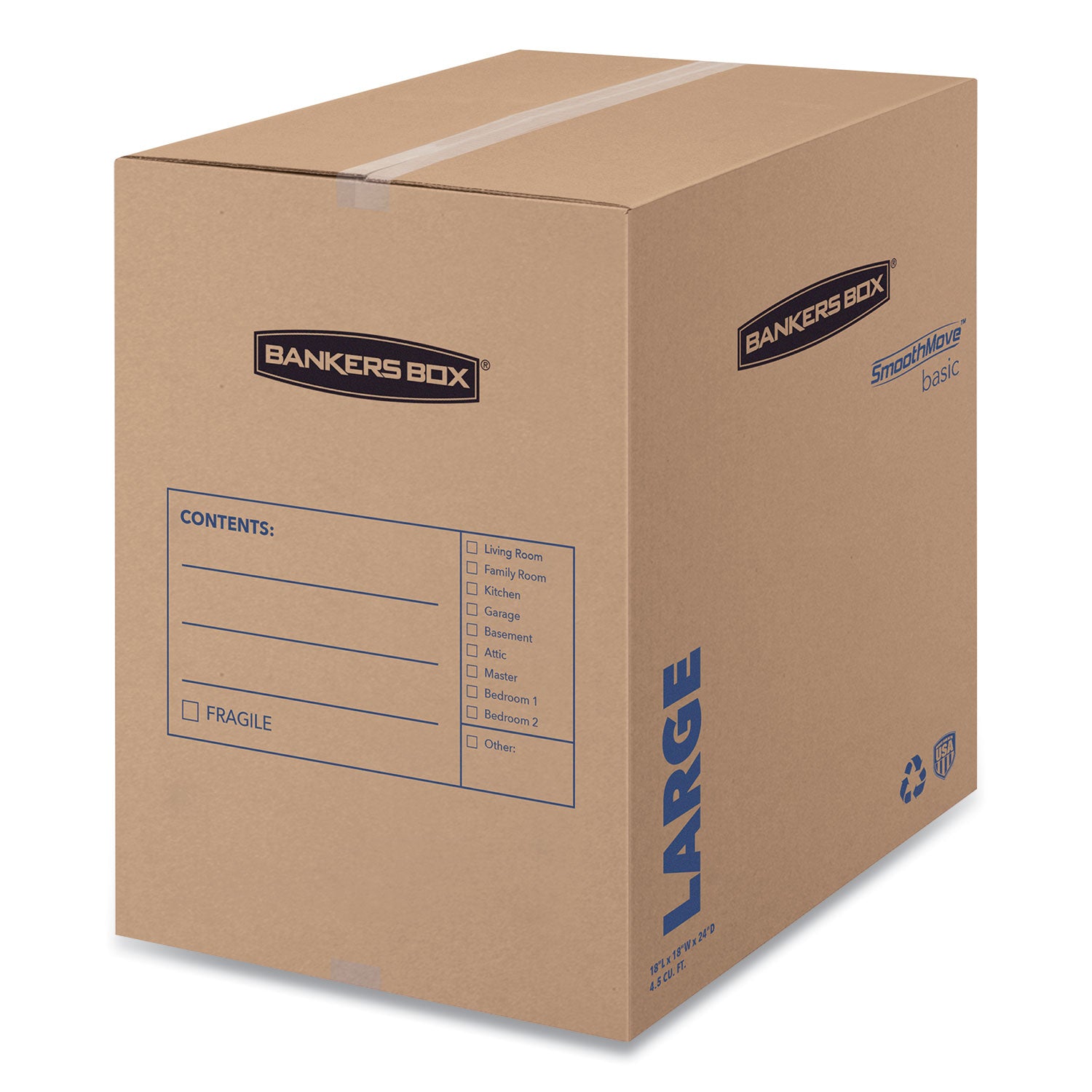 Internal Dimensions: 18" Width x 18" Depth x 24" Height - External Dimensions: 18.3" Width x 18.3" Depth x 24.8" Height - Kraft, Black - Recycled - 15 / Carton
