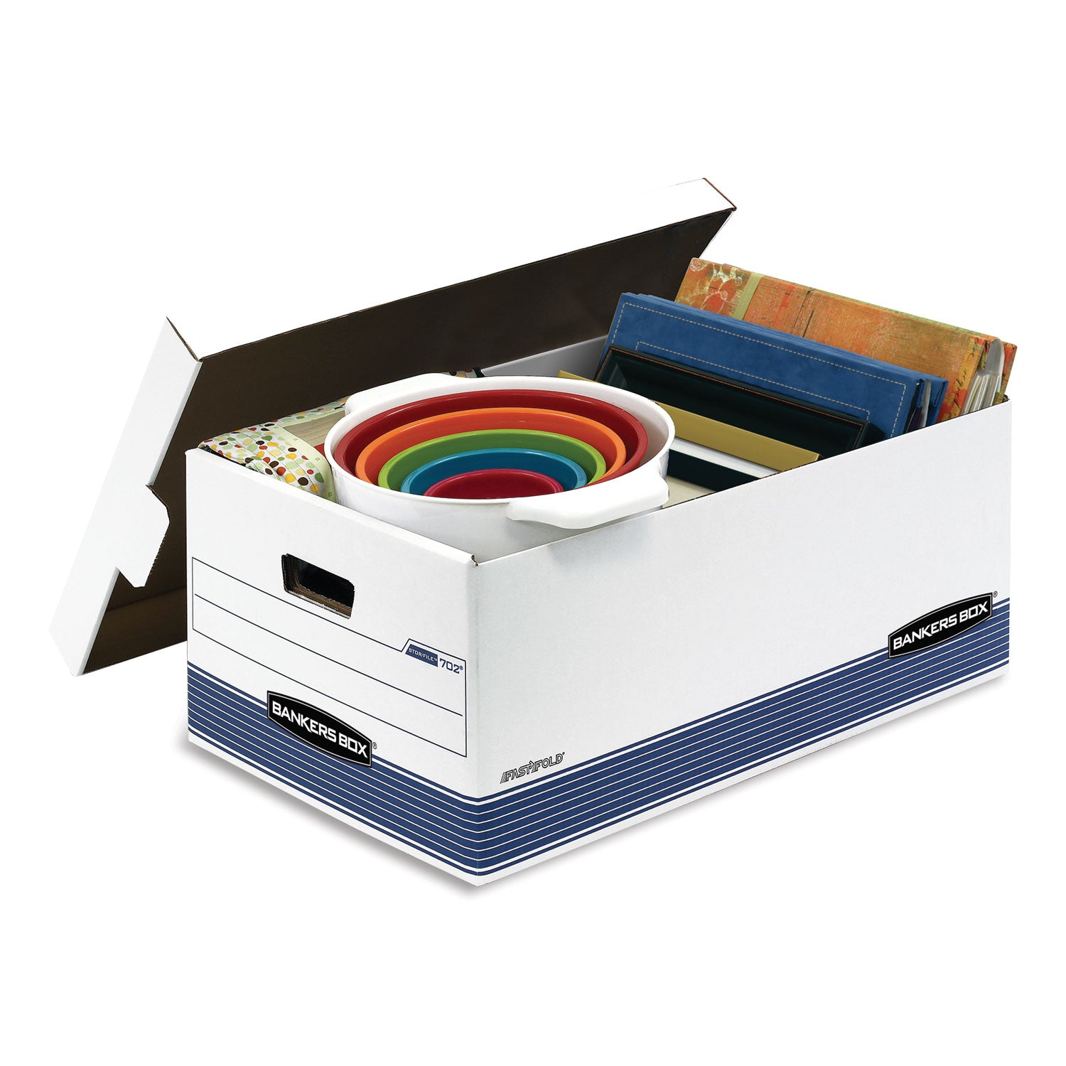 Internal Dimensions: 15" Width x 24" Depth x 10" Height - External Dimensions: 15.9" Width x 25.4" Depth x 10.3" Height - 700 lb - Media Size Supported: Legal - Lift-off Closure - Medium Duty - Stackable - White, Blue - For File - Recycled - 4 / Carton