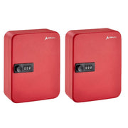 30-Key Steel Secure Key Cabinet with Combination Lock, Red (2 pack)