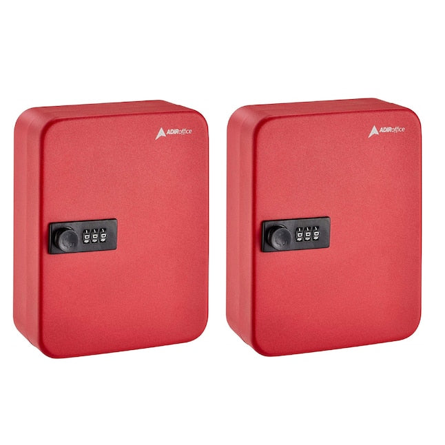30-Key Steel Secure Key Cabinet with Combination Lock, Red (2 pack)