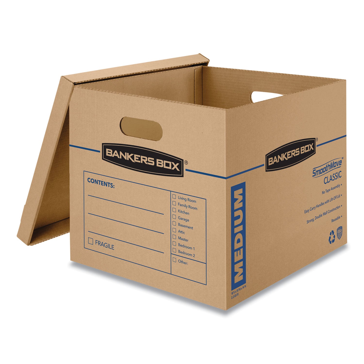 Internal Dimensions: 15" Width x 18" Depth x 14" Height - External Dimensions: 15.5" Width x 19" Depth x 14.5" Height - Lift-off Closure - Kraft - Recycled - 8 / Carton