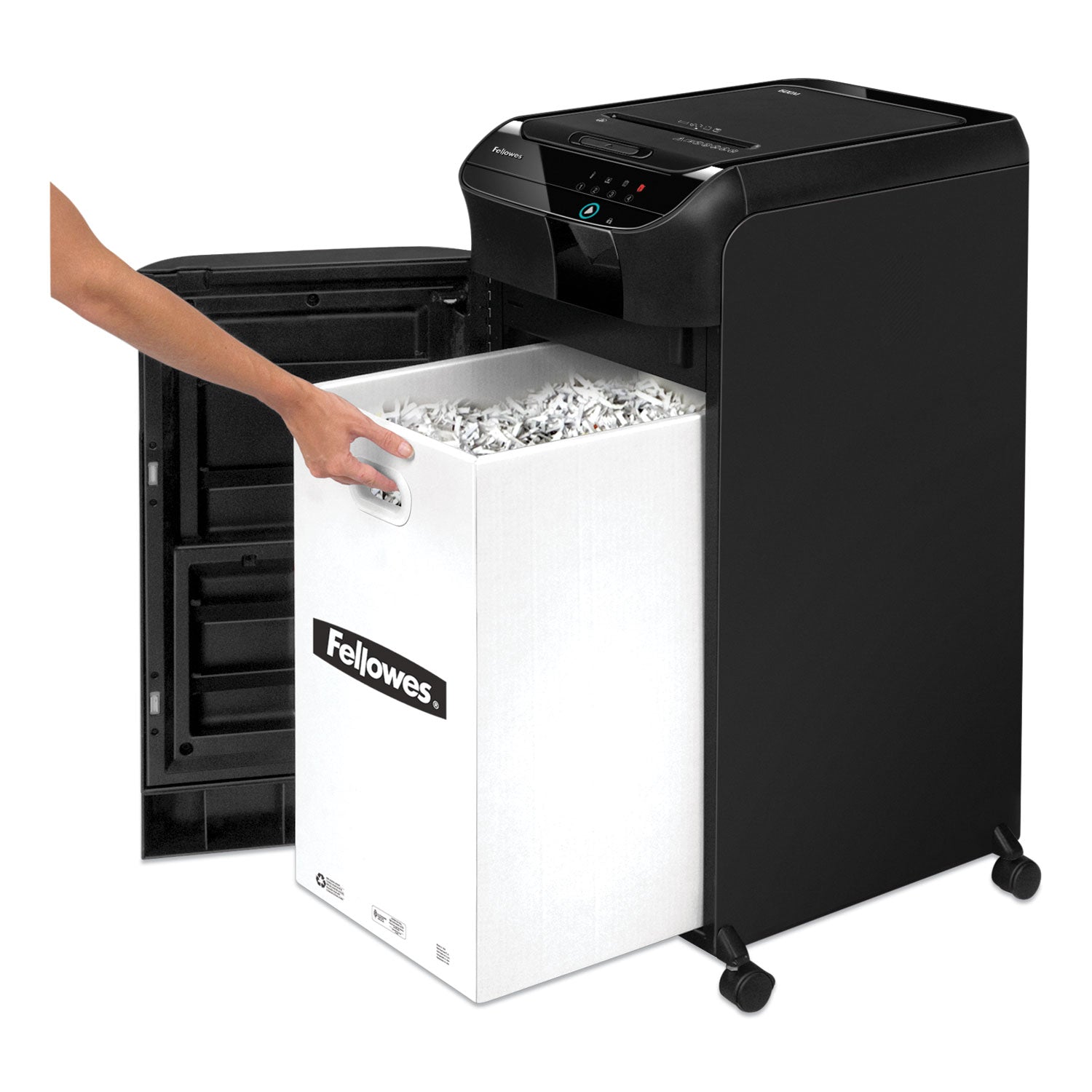 Micro Cut - 600 Per Pass - for shredding Staples, Paper Clip, Paper, Credit Card, Junk Mail - 0.078" x 0.547" Shred Size - P-5 - 9" Throat - 22 gal Wastebin Capacity - Black