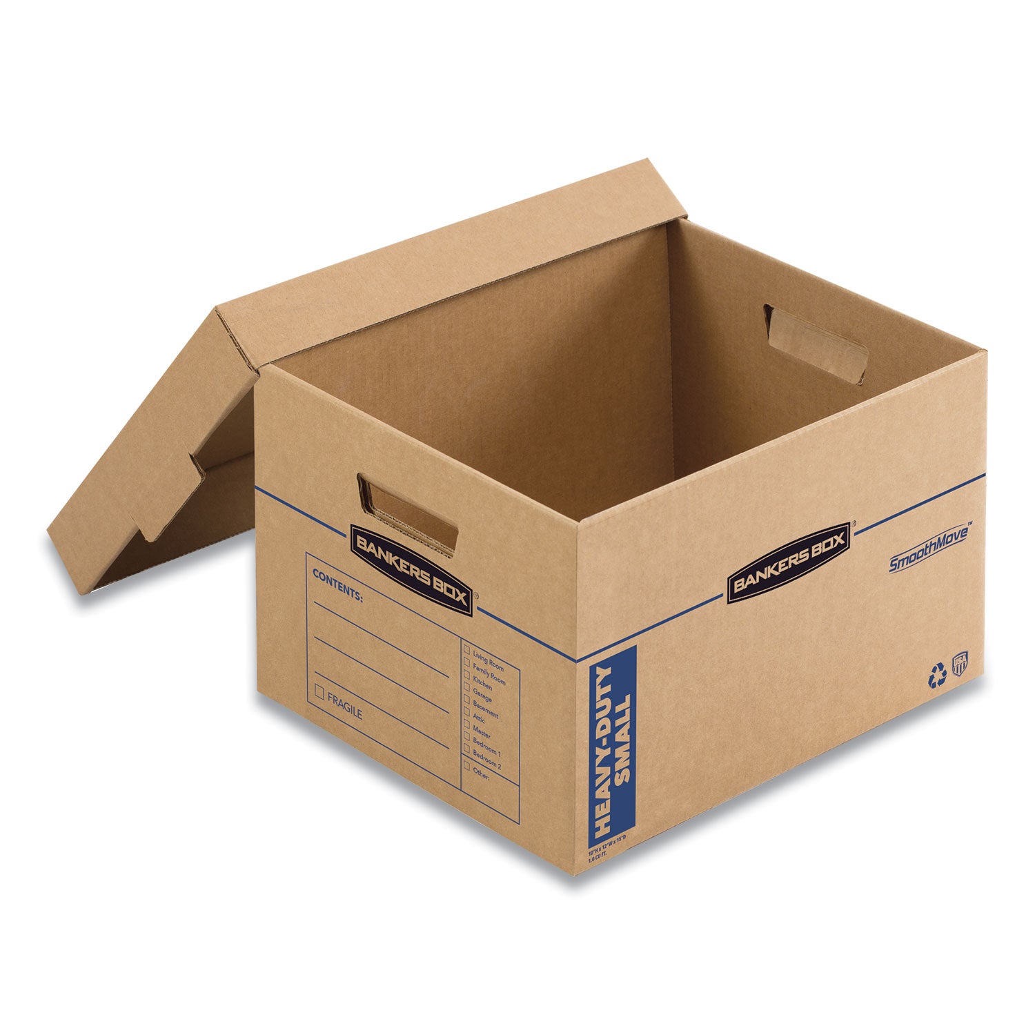 Bankers Box SmoothMove Maximum Strength Moving Boxes, Kraft, Corrugated Paper, Triple Wall, Lift-off Lid, Stackable, Reinforced Handles, 8 Boxes per Carton