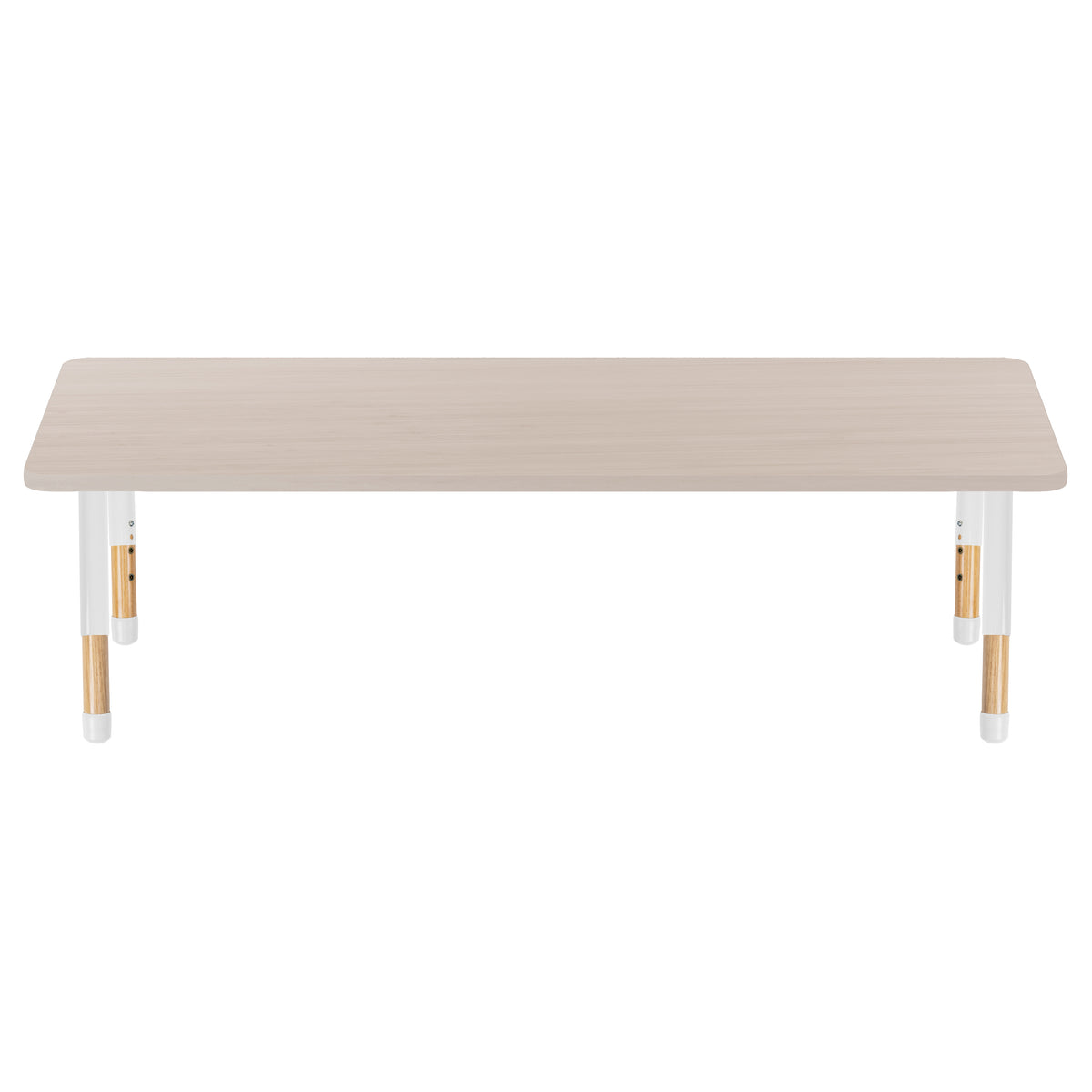30" x 72" Rectangle Thermofused Activity Table with Adjustable Chunky Wood Legs - Asian Sand/White/Natural