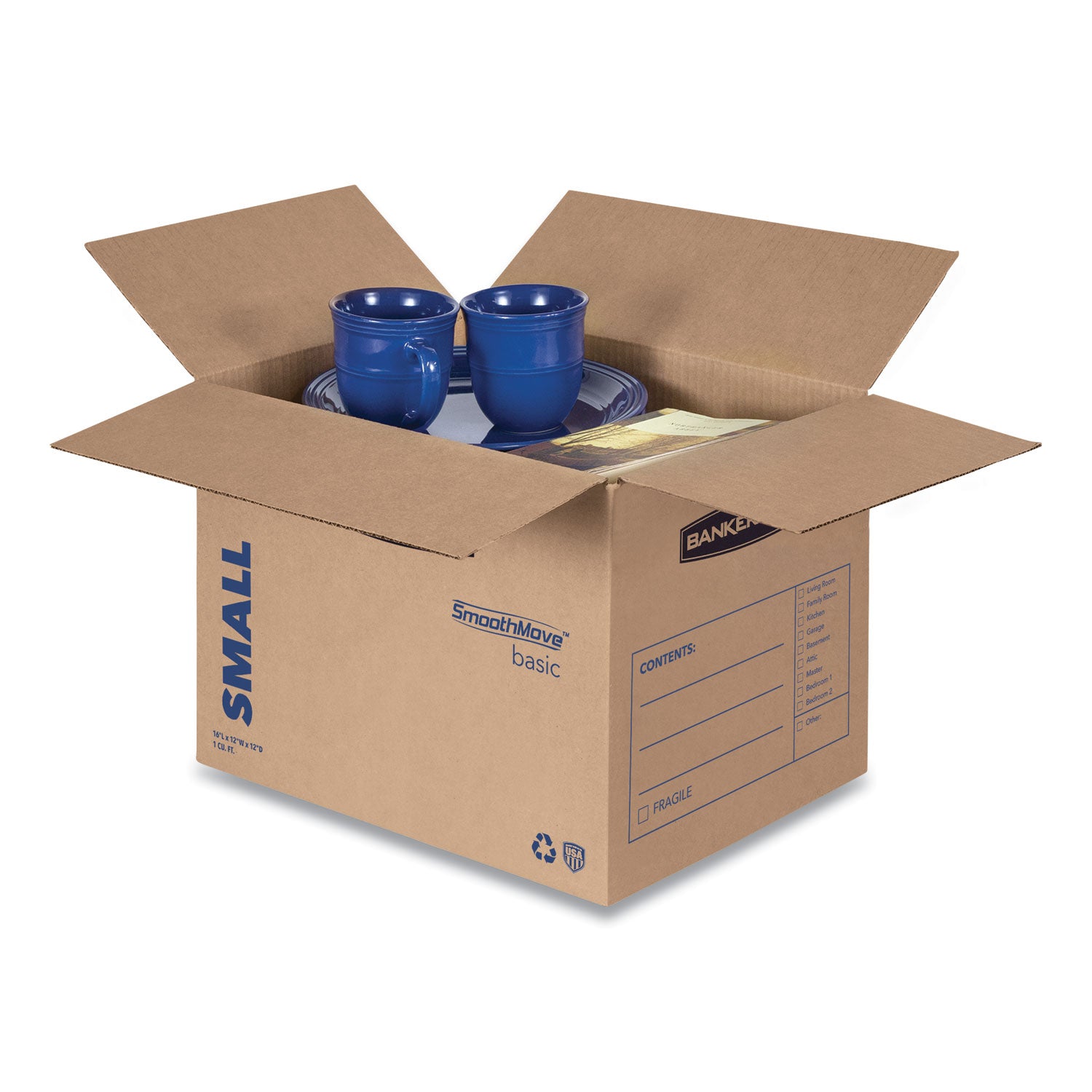 Internal Dimensions: 12" Width x 16" Depth x 12" Height - External Dimensions: 12.3" Width x 16.5" Depth x 12.6" Height - Heavy Duty - Corrugated - Kraft, Black - Recycled - 1 Carton