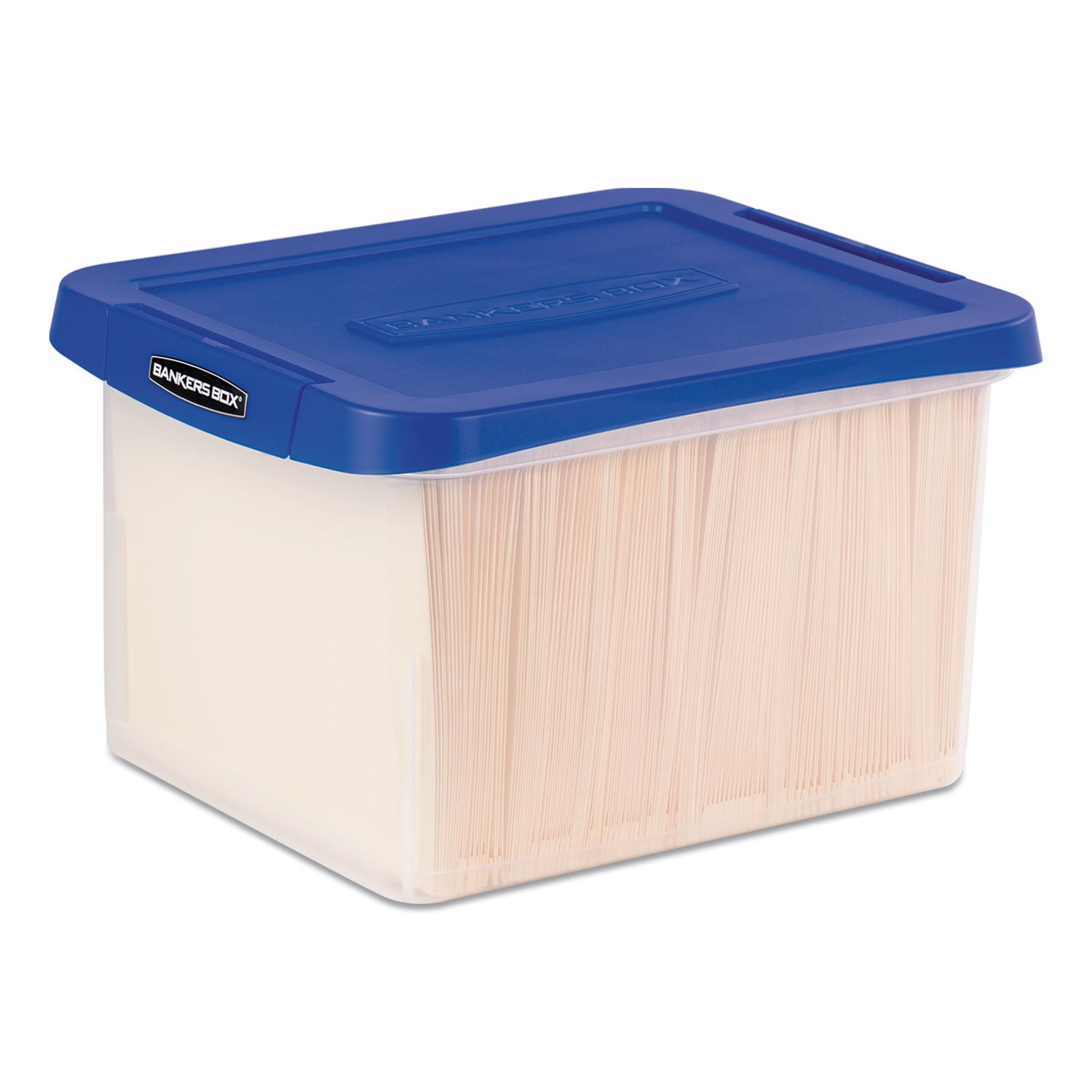 External Dimensions: 14.2" Width x 17.4" Depth x 10.6" Height - Media Size Supported: Letter 8.50" x 11" , Legal 8.50" x 14" - Lid Lock Closure - Heavy Duty - Stackable - Plastic - Clear, Blue - For File, Document - 2 Pack - TAA Compliant