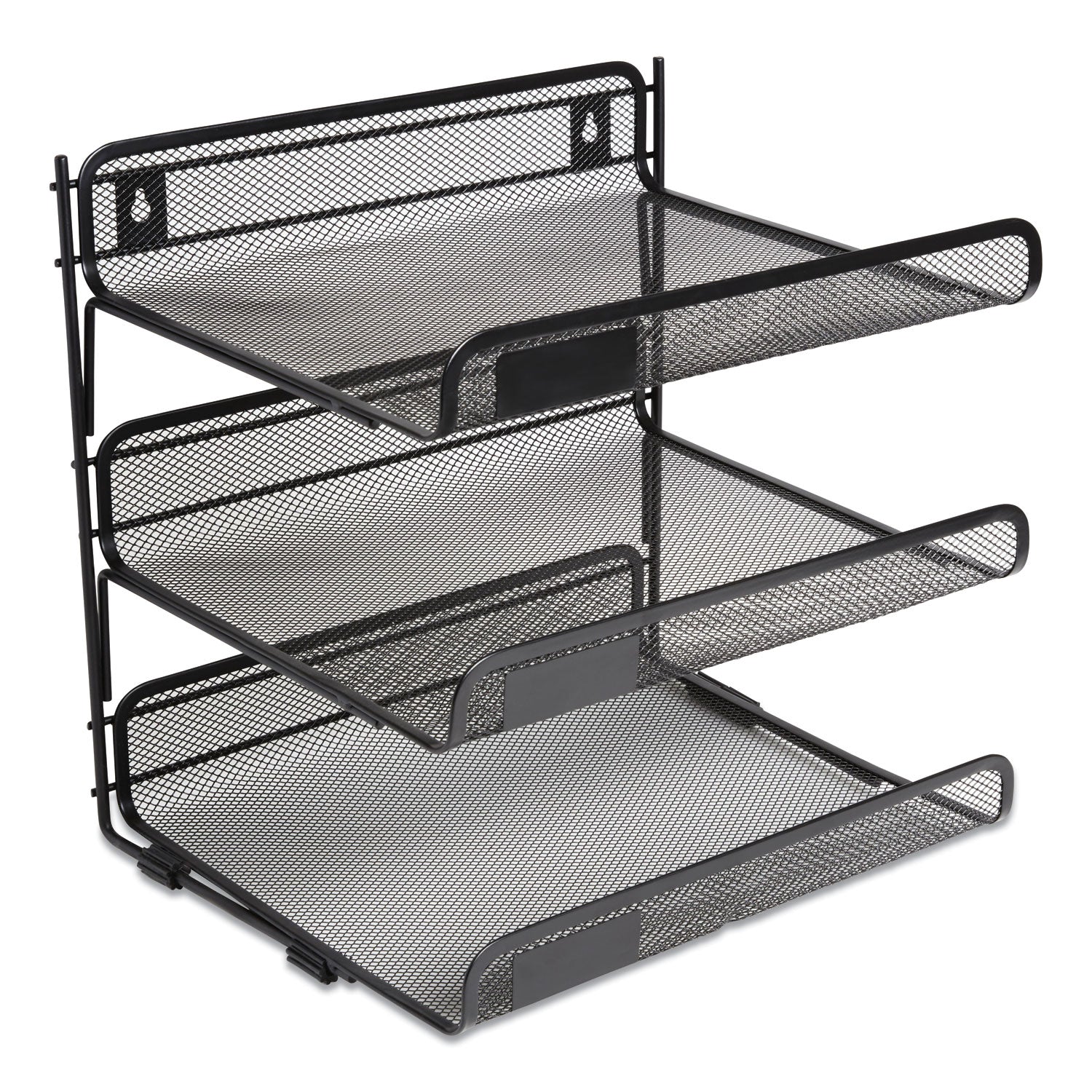 Side-Load Open Design Wire Mesh Horizontal Document Organizer, 3 Sections, Letter-Size, 13.78 X 11.22 X 13.38, Matte Black