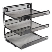 Side-Load Open Design Wire Mesh Horizontal Document Organizer, 3 Sections, Letter-Size, 13.78 X 11.22 X 13.38, Matte Black