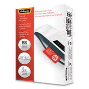 Fellowes Business Card Glossy Laminating Pouches - Laminating Pouch/Sheet Size: 3.75" Width x 5 mil Thickness - Type G - Glossy - for Business Card - Durable - Clear - 100 / Pack