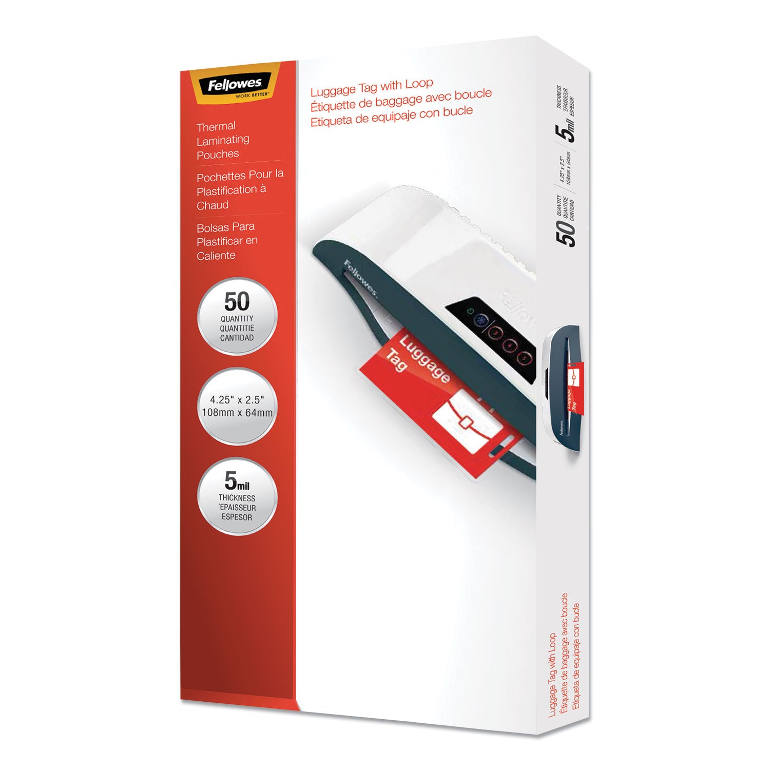 Laminating Pouch/Sheet Size: 2.50" Width x 5 mil Thickness - Type G - Glossy - for Luggage Tag, Document - Durable - Clear - 50 / Pack