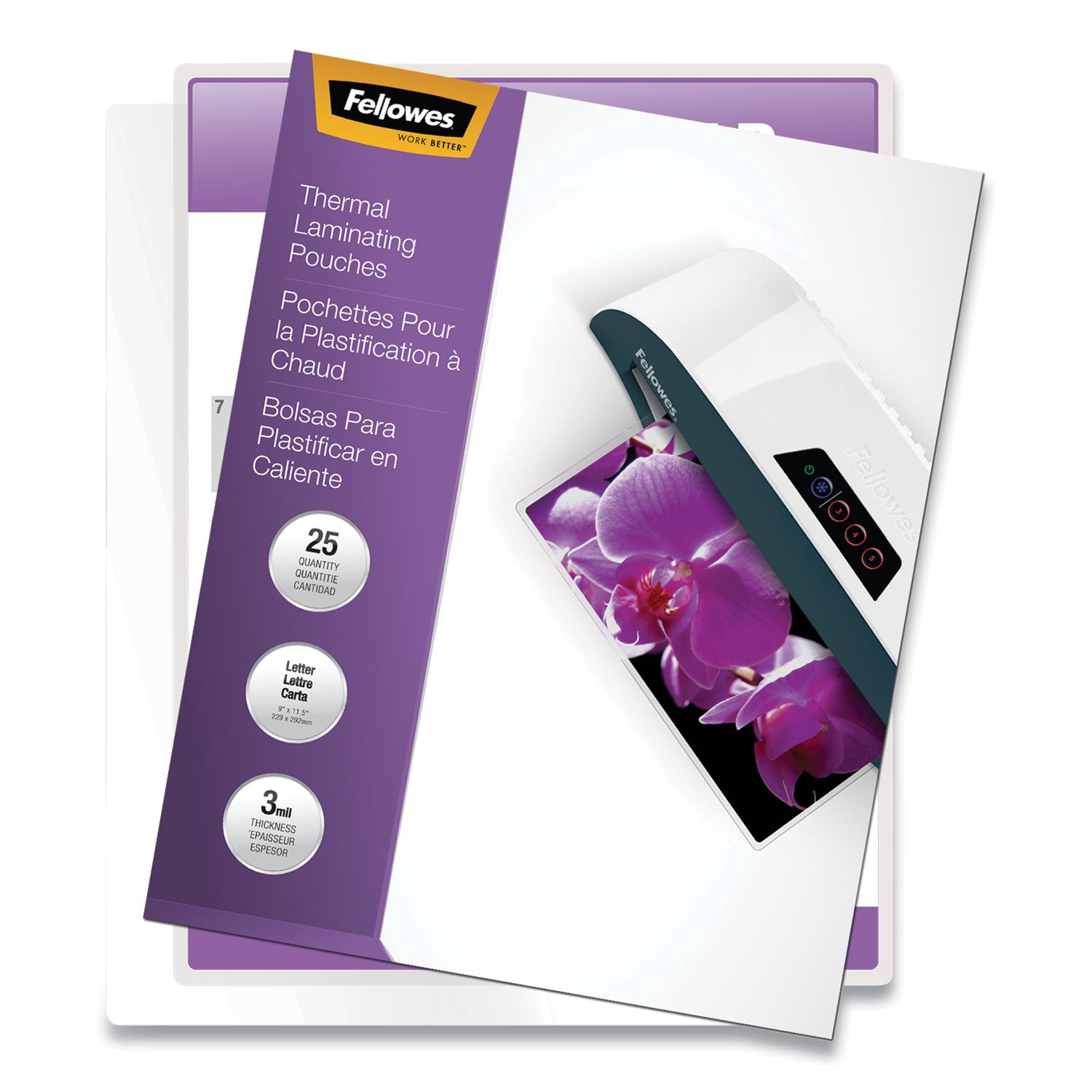 Sheet Size Supported: Letter - Laminating Pouch/Sheet Size: 9" Width x 3 mil Thickness - Type G - Glossy - for Document - Self-adhesive, Durable, UV Resistant, Fade Resistant, Jam-free - Clear - 25 / Pack