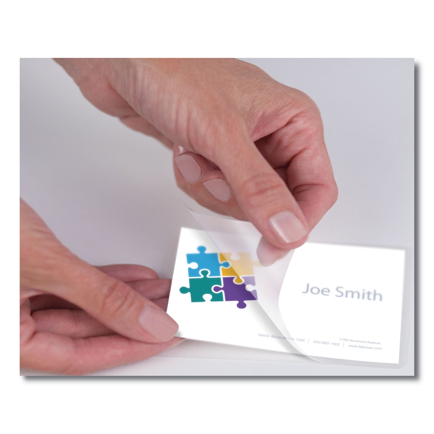 Fellowes Business Card Glossy Laminating Pouches - Laminating Pouch/Sheet Size: 3.75" Width x 5 mil Thickness - Type G - Glossy - for Business Card - Durable - Clear - 100 / Pack