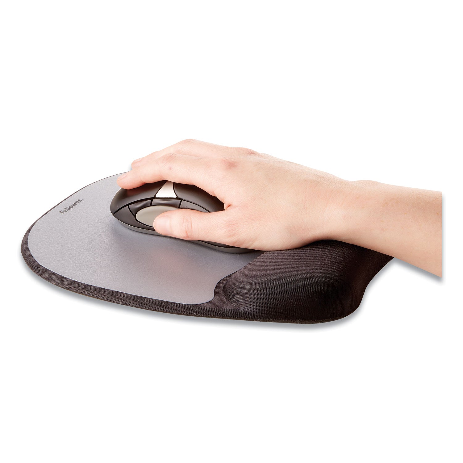 Fellowes Memory Foam Mouse Pad/Wrist Rest - Silver Streak - 1" Height x 7.94" Width x 9.25" Depth - Silver - Memory Foam - Wear Resistant, Tear Resistant, Skid Proof - 1 Each