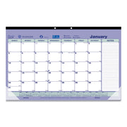 Monthly - 12 Month - January 2026 to December 2026 - 1 Month Single Page Layout - 17 3/4" x 10 7/8" Sheet Size - 2 x Holes - Desk Pad - Wall Mount - Blue, Green - Chipboard, Cardboard - Tear-off, Top Bound, Yearly Calendar, Reinforced Corner - 1 Each