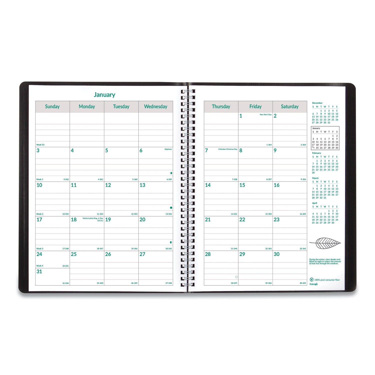 Blueline EcoLogix 14-Month Monthly Planner, 11" x 8-1/2" , English