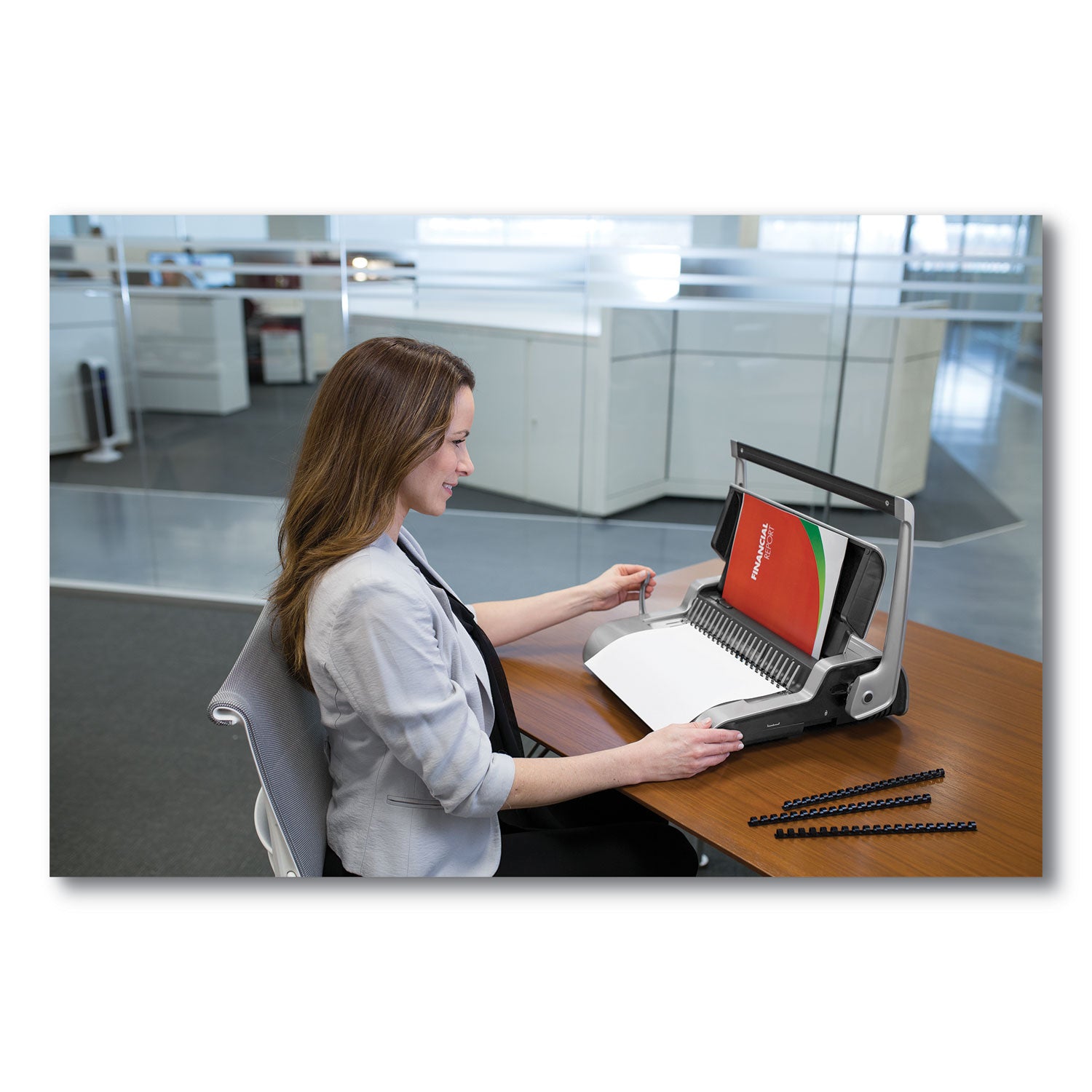 CombBind - 500 Sheet(s) Bind - 25 Punch - 5.1" Height x 18.1" Width x 15.4" Depth - Metallic Silver, Black
